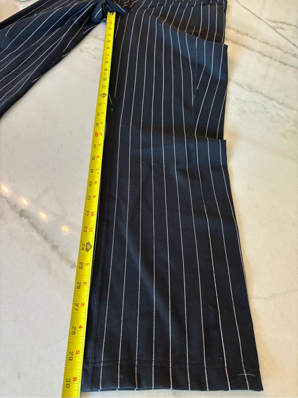 Vintage Lululemon Y2K Pinstripe Low Rise Flare Pants Hook Belt Black Size 10 - Picture 8 of 9